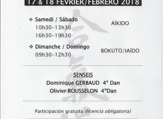 INTERCAMBIO FRANCO-ESPAÑOL  AIKIDO  17 Y 18 DE FEBRERO 2018